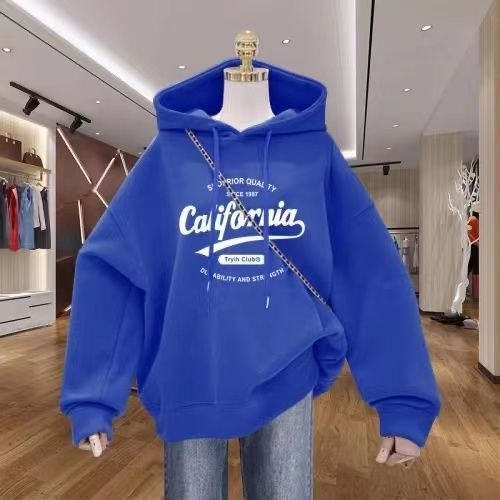 Ženski jesenski hoodie s kapuljačom, debeli flis iznutra, jednobojna boja s otiskom, moderan gornji dio