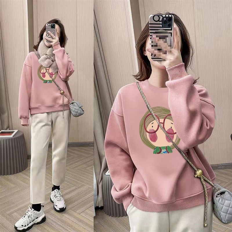 Ženská chenille mikina s kruhovým výstrihom, oversize voľný strih, flísová podšívka, obsah spandexu do 30 %, jar 2025 vydanie