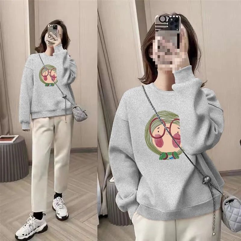 Ženská chenille mikina s kruhovým výstrihom, oversize voľný strih, flísová podšívka, obsah spandexu do 30 %, jar 2025 vydanie