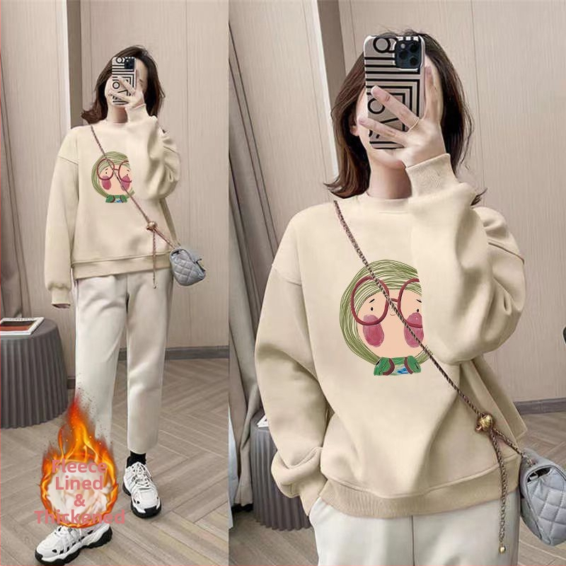 Ženská chenille mikina s kruhovým výstrihom, oversize voľný strih, flísová podšívka, obsah spandexu do 30 %, jar 2025 vydanie