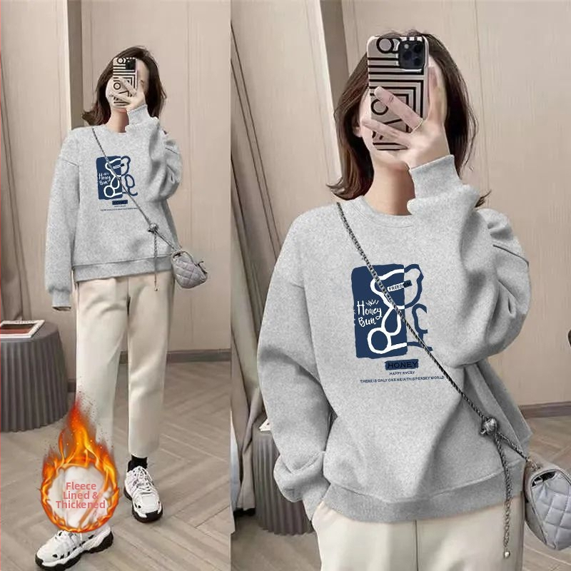 Ženská chenille mikina s kruhovým výstrihom, oversize voľný strih, flísová podšívka, obsah spandexu do 30 %, jar 2025 vydanie