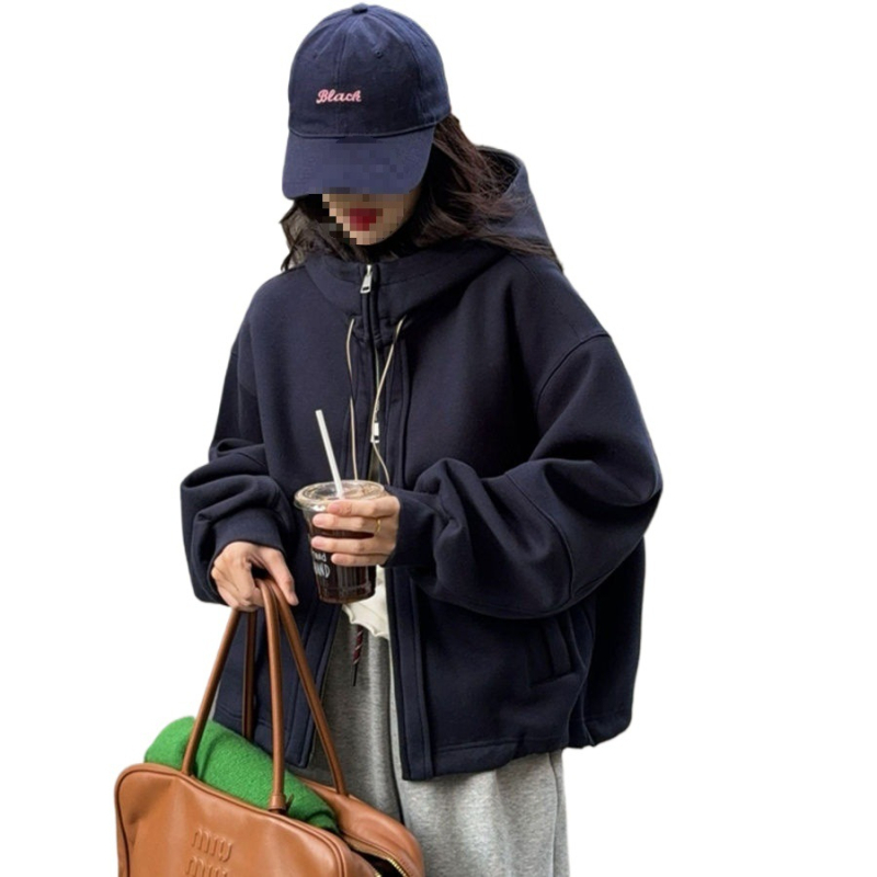Ženski chenille hoodie jakna, dugi rukavi, opušten kroj, kardigan stil, proljeće–jesen 2025
