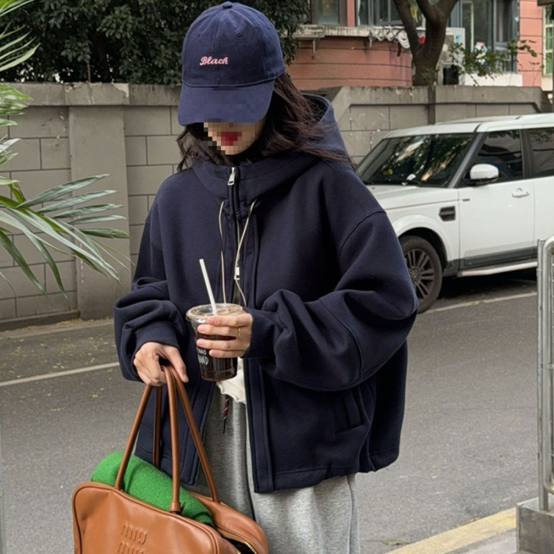 Ženski chenille hoodie jakna, dugi rukavi, opušten kroj, kardigan stil, proljeće–jesen 2025