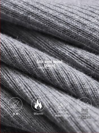 V-kaelusega kampsun, sale lõige, paks kudum, polüester-nailon segu, pikkade varrukatega.