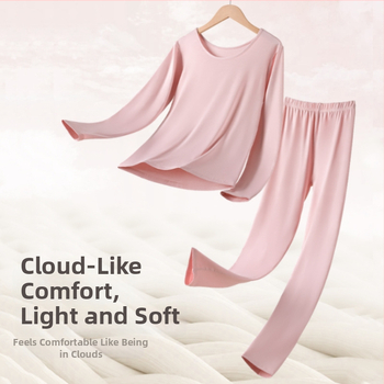 Moteriški termo komplektas iš viskozės — vidutinė šiluma, stora medžiaga, siauras pjūvis, megztinis su apvaliu kaklu