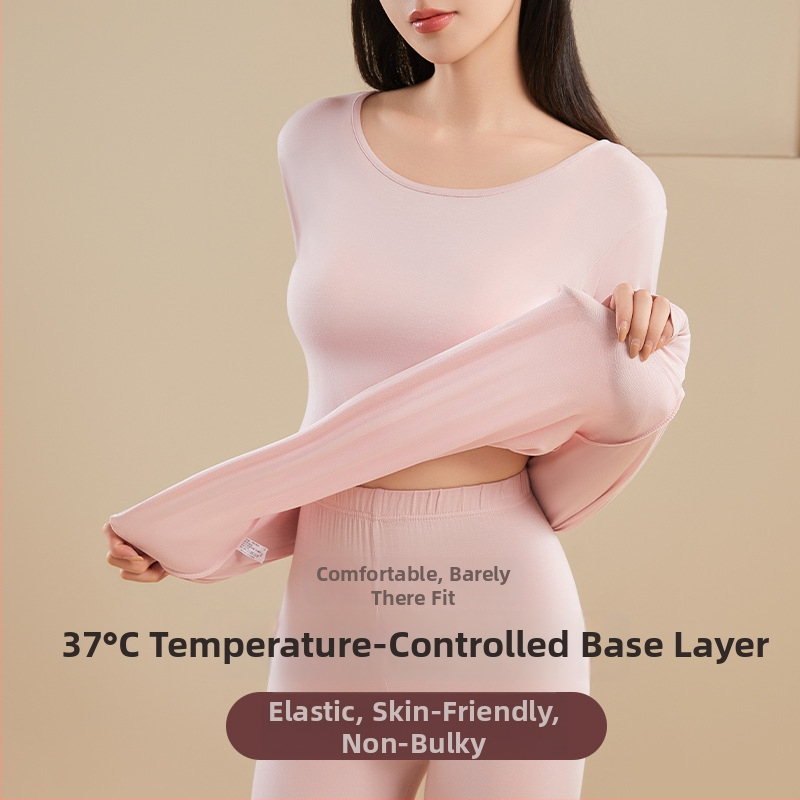 Sieviešu viskozes termokomplekts — mērena siltums, bieza auduma, šaurs piegriezums, puloveris ar apaļu kakla izgriezumu