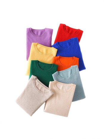 Pulóver gyapjú-pamut keverék, 30–50% pamut; kerek nyakú; hosszú ujjú; minimalist stílus