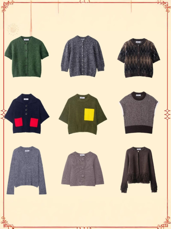Cardigan-sweter, poliester, okrugli izrez, rukavi 3/4, japansko-korejski casual stil, jesen 2025