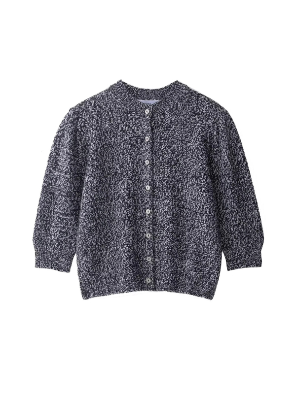 Cardigan-sweter, poliester, okrugli izrez, rukavi 3/4, japansko-korejski casual stil, jesen 2025
