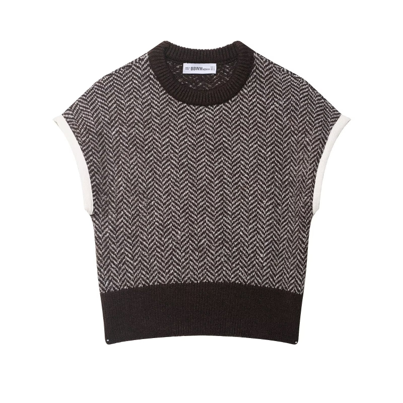 Cardigan-sweter, poliester, okrugli izrez, rukavi 3/4, japansko-korejski casual stil, jesen 2025