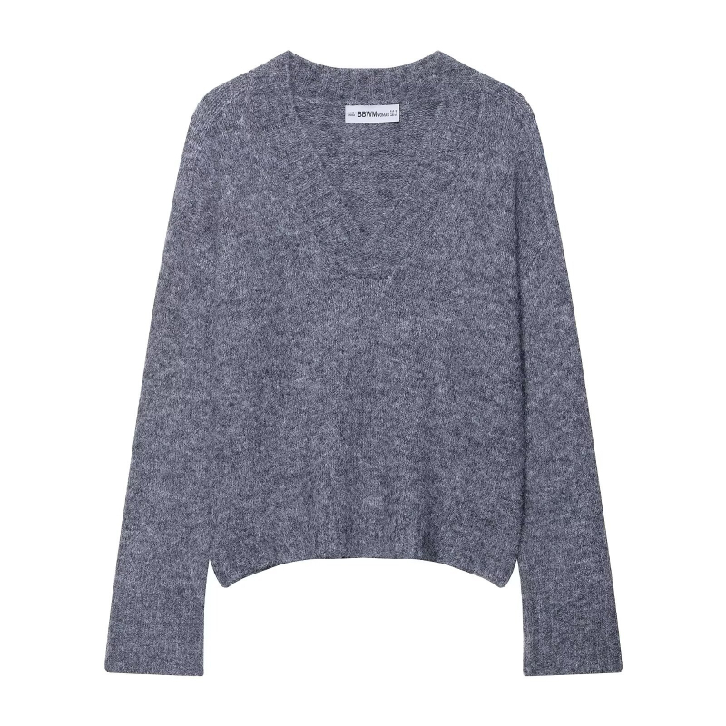 Cardigan-sweter, poliester, okrugli izrez, rukavi 3/4, japansko-korejski casual stil, jesen 2025