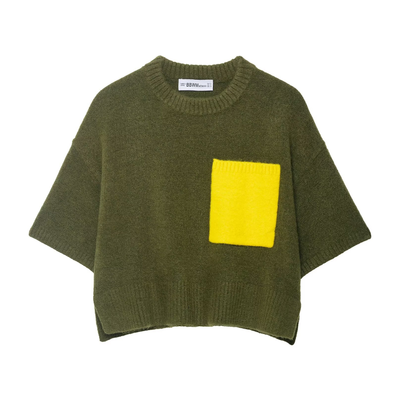 Cardigan-sweter, poliester, okrugli izrez, rukavi 3/4, japansko-korejski casual stil, jesen 2025