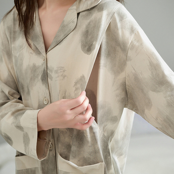 Moteriška naktinė su kardiganu, ilgos rankovės, ilga kirpimo, namų drabužiai nėščioms