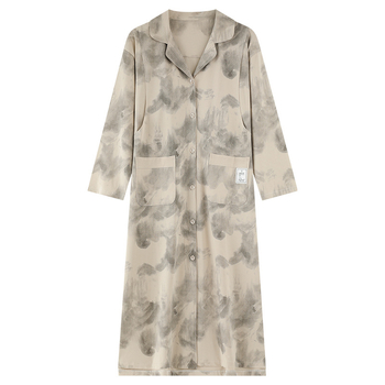 Moteriška naktinė su kardiganu, ilgos rankovės, ilga kirpimo, namų drabužiai nėščioms