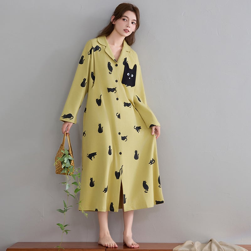 Moteriška naktinė su kardiganu, ilgos rankovės, ilga kirpimo, namų drabužiai nėščioms