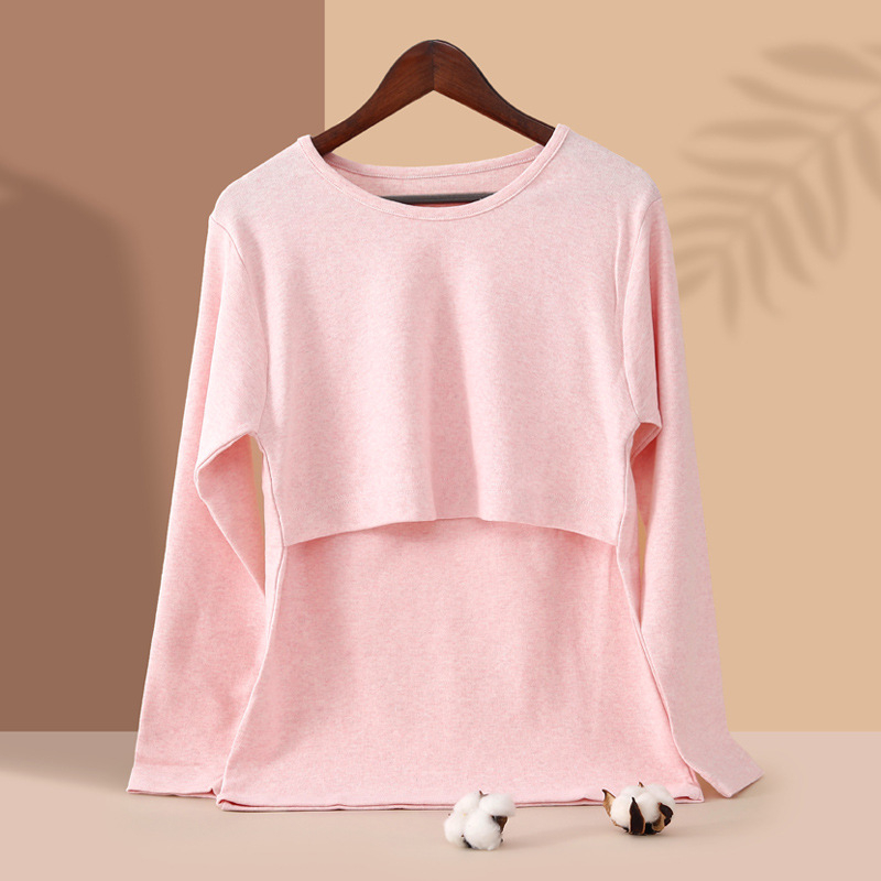 Medvilninis žindymo topas dryžiais, ilgomis rankovėmis, megztinio stiliaus, žindymo prieiga