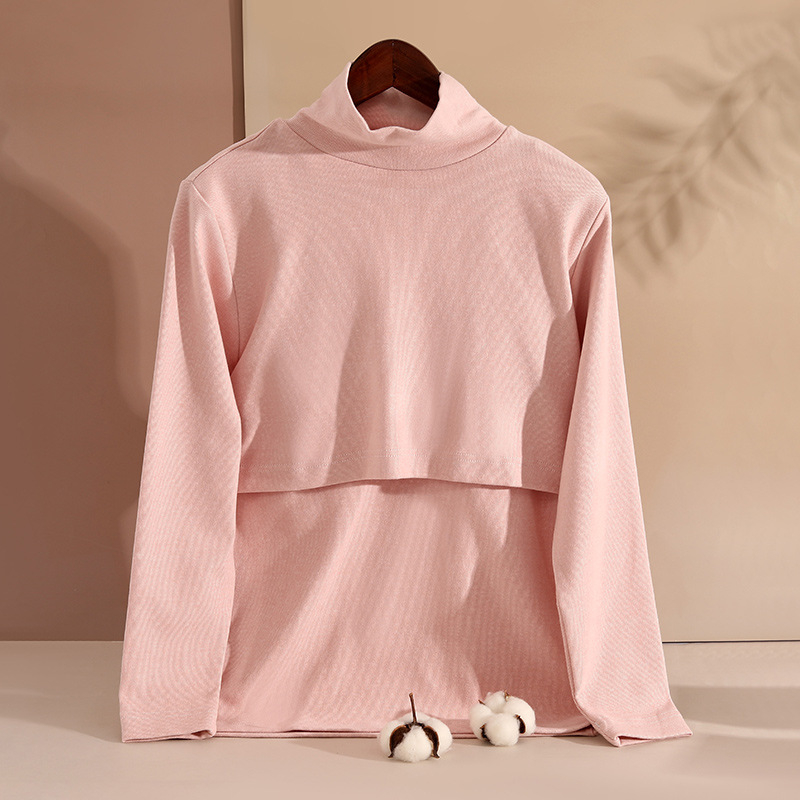 Medvilninis žindymo topas dryžiais, ilgomis rankovėmis, megztinio stiliaus, žindymo prieiga