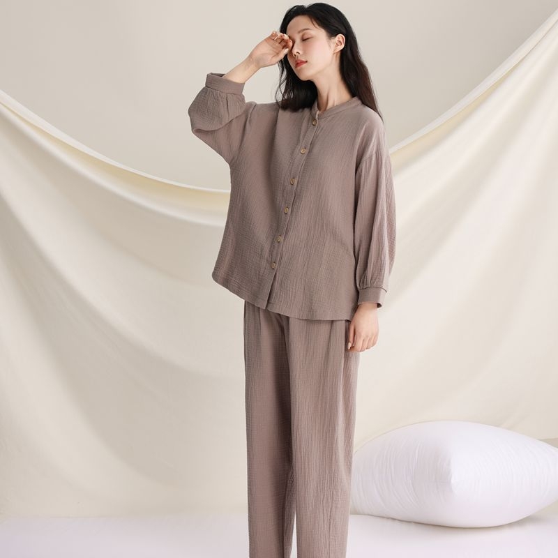 Set de pijamale pentru femei, 95–100% bumbac, decolteu în V, croială lejeră, primăvară-vară-toamnă