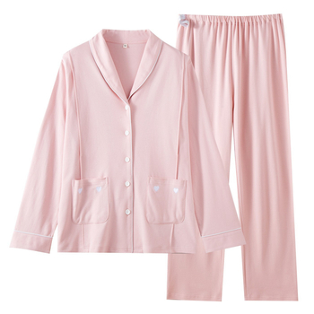 Po gimdymo ir žindymo komplektas – ilgomis rankovėmis palaidinė ir ilgomis kelnėmis, 100% medvilnės džersis su elastanu, plonas, aukštos klasės