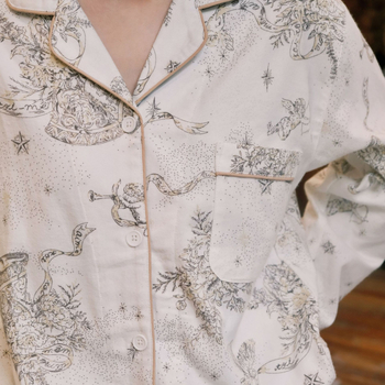 Pizsama készlet, 100% pamut, francia stílus, bő fazon, hosszú ujjú, alkalmas téli, tavaszi és őszi időszakra