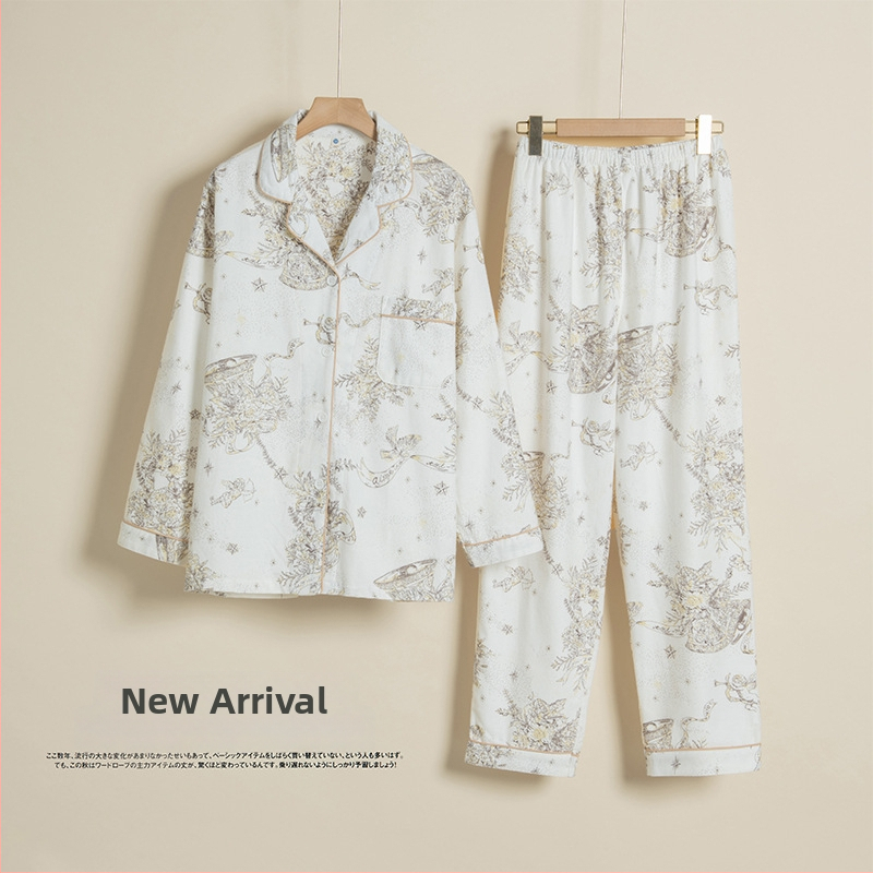Pijama komplekt, 100% puuvill, prantsuse stiil, vaba lõige, pikad varrukad, sobib talveks, sügisel ja kevadel