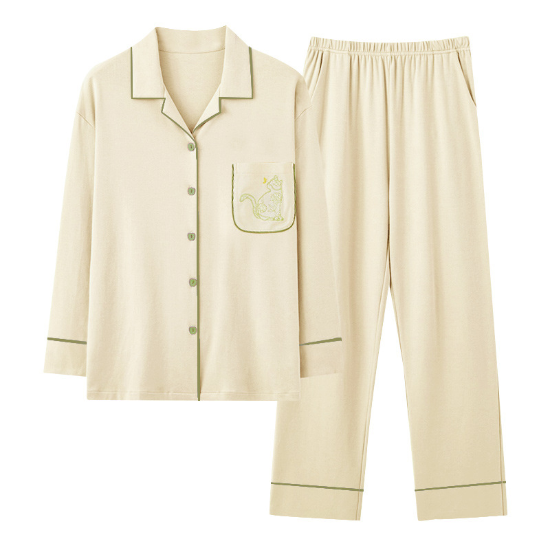 100% medvilnės maitinančios aprangos komplektas su kardiganu, ilgomis rankovėmis, kelnėmis, vidutinio tankio audinys 161–180 g/m², tinkamas visiems sezonams