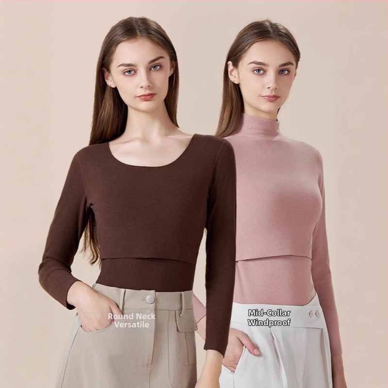 Maitinimo marškinėliai motinystei su maitinančiu atidarymu, ilgos rankovės, Derong poliesterio audinys, rudens 2025 leidimas