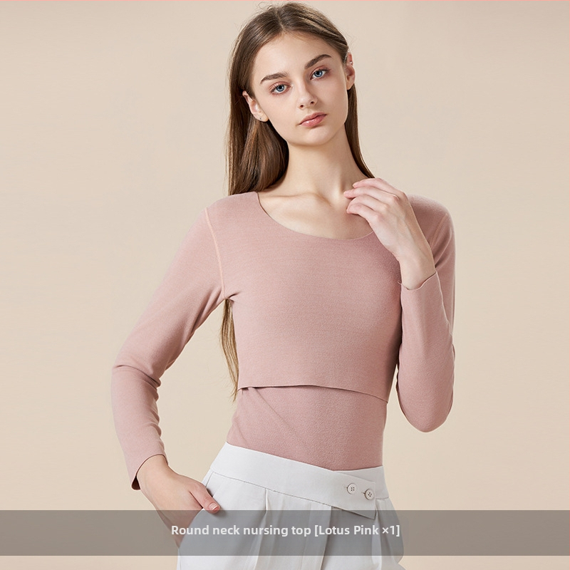 Maitinimo marškinėliai motinystei su maitinančiu atidarymu, ilgos rankovės, Derong poliesterio audinys, rudens 2025 leidimas