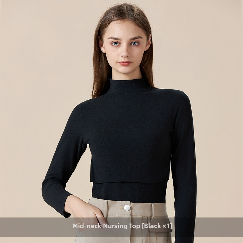 Maitinimo marškinėliai motinystei su maitinančiu atidarymu, ilgos rankovės, Derong poliesterio audinys, rudens 2025 leidimas