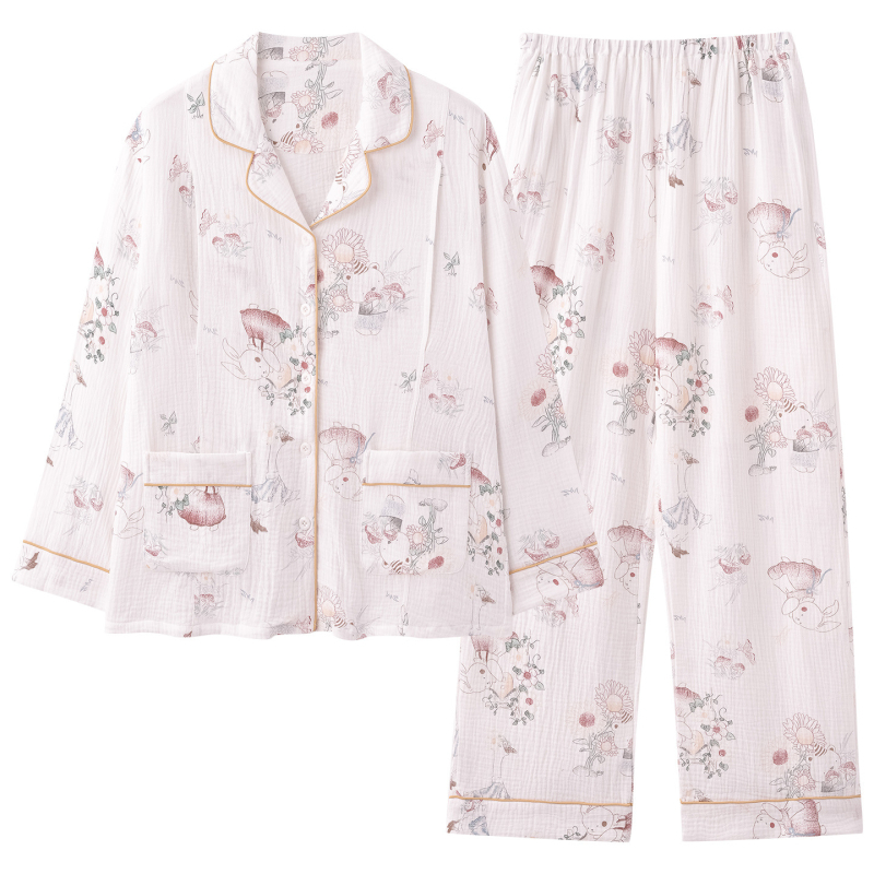 Anyaság és szoptatás célú kardigán öltöny nadrággal – anyag: cloud cotton gauze, 100% poliészter, rever gallér, hosszú ujjú, tavasz-ősz