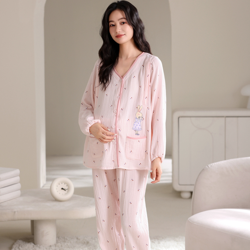 Anyaság és szoptatás célú kardigán öltöny nadrággal – anyag: cloud cotton gauze, 100% poliészter, rever gallér, hosszú ujjú, tavasz-ősz