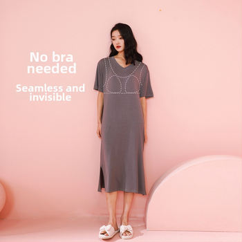 Moterų naktinukai iš Modal viskozės, V kaklo, 3/4 rankovės, ilgi, kvėpuojantys ir patogūs