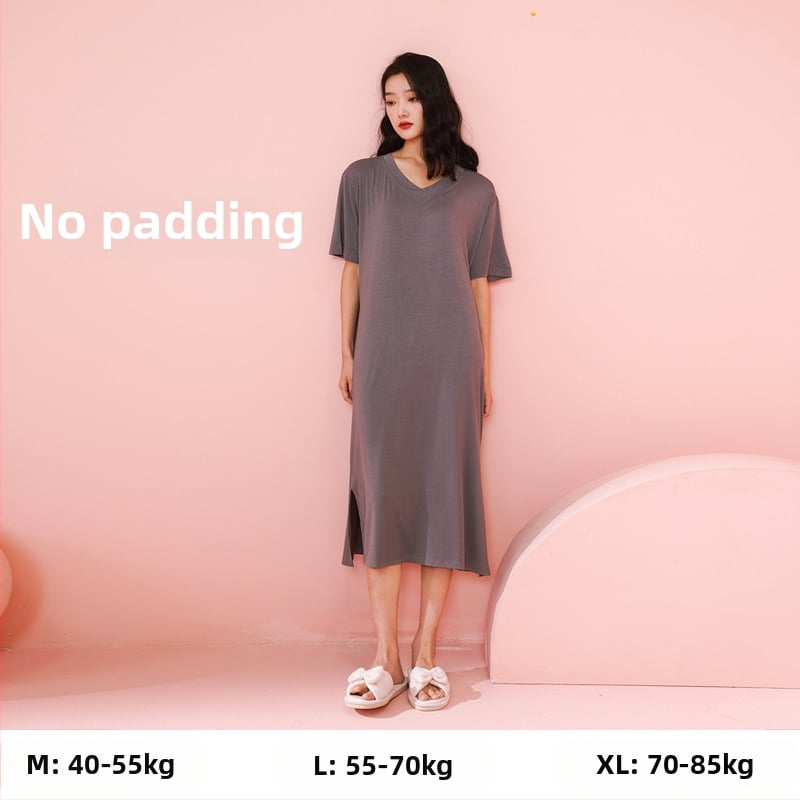 Moterų naktinukai iš Modal viskozės, V kaklo, 3/4 rankovės, ilgi, kvėpuojantys ir patogūs