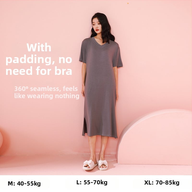 Moterų naktinukai iš Modal viskozės, V kaklo, 3/4 rankovės, ilgi, kvėpuojantys ir patogūs