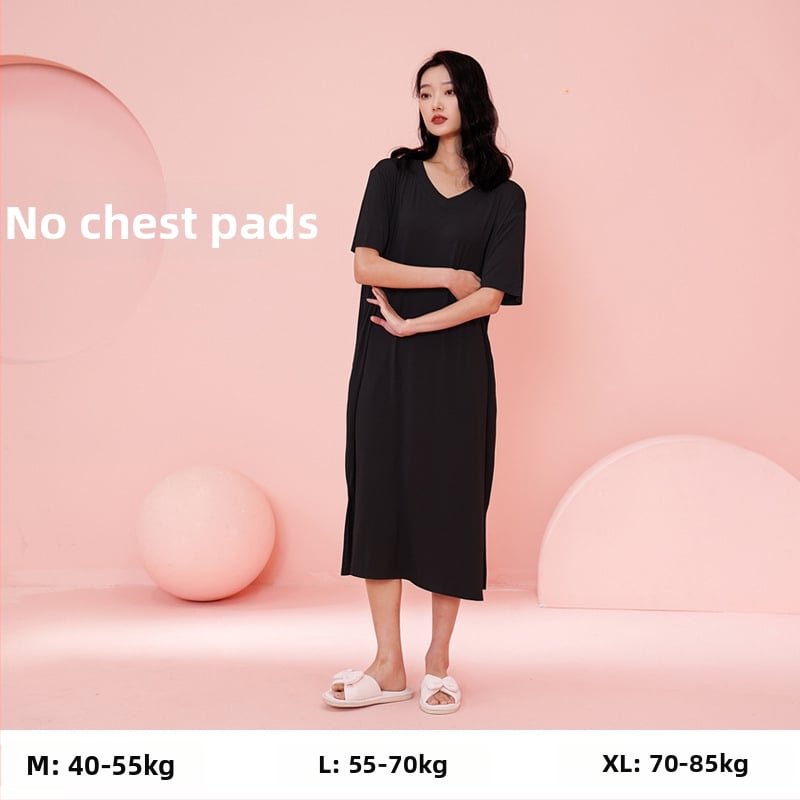 Moterų naktinukai iš Modal viskozės, V kaklo, 3/4 rankovės, ilgi, kvėpuojantys ir patogūs