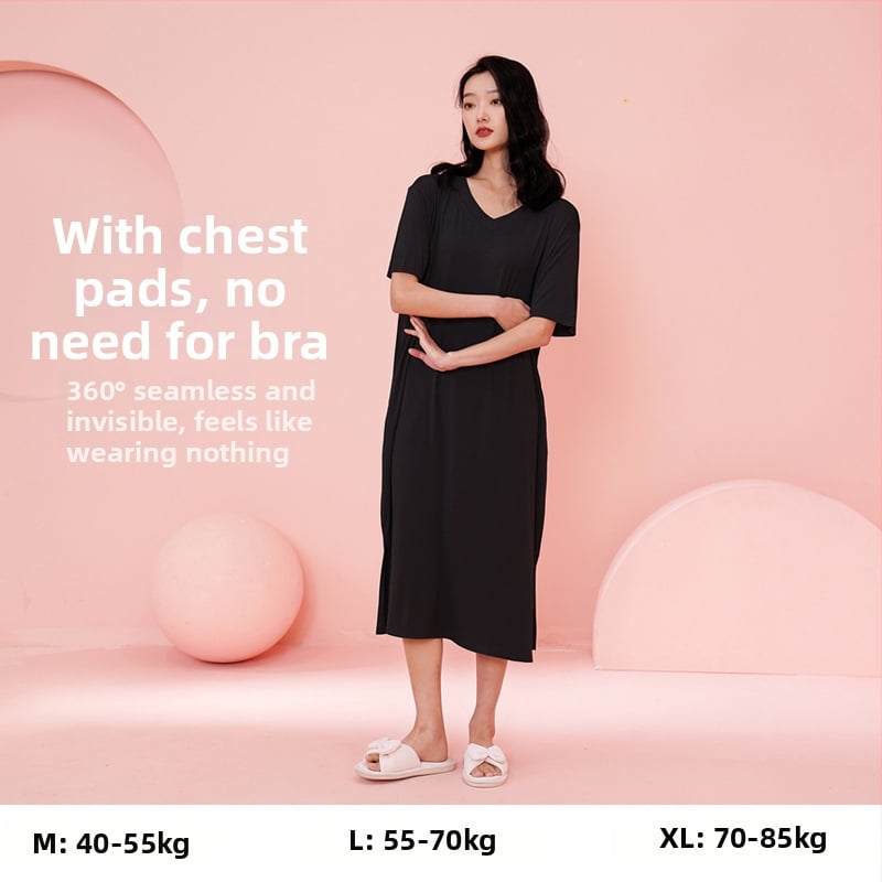 Moterų naktinukai iš Modal viskozės, V kaklo, 3/4 rankovės, ilgi, kvėpuojantys ir patogūs