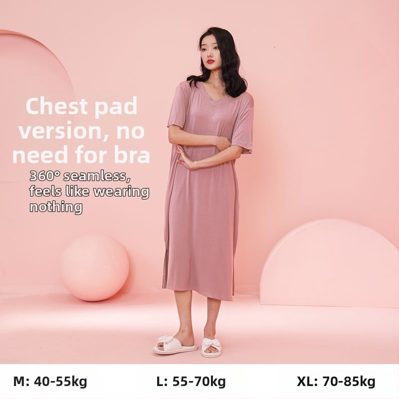 Moterų naktinukai iš Modal viskozės, V kaklo, 3/4 rankovės, ilgi, kvėpuojantys ir patogūs