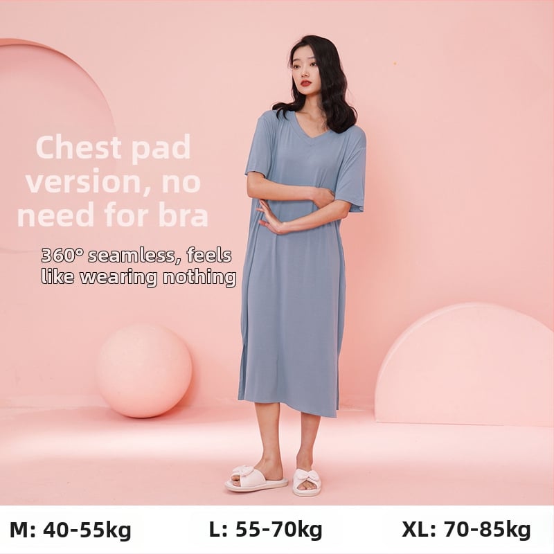 Moterų naktinukai iš Modal viskozės, V kaklo, 3/4 rankovės, ilgi, kvėpuojantys ir patogūs