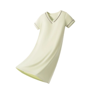 Medvilninė trumpų rankovių naktinukė su V formos iškirpte, įsiūta krūties pagalvėlė, patogiam namų dėvėjimui