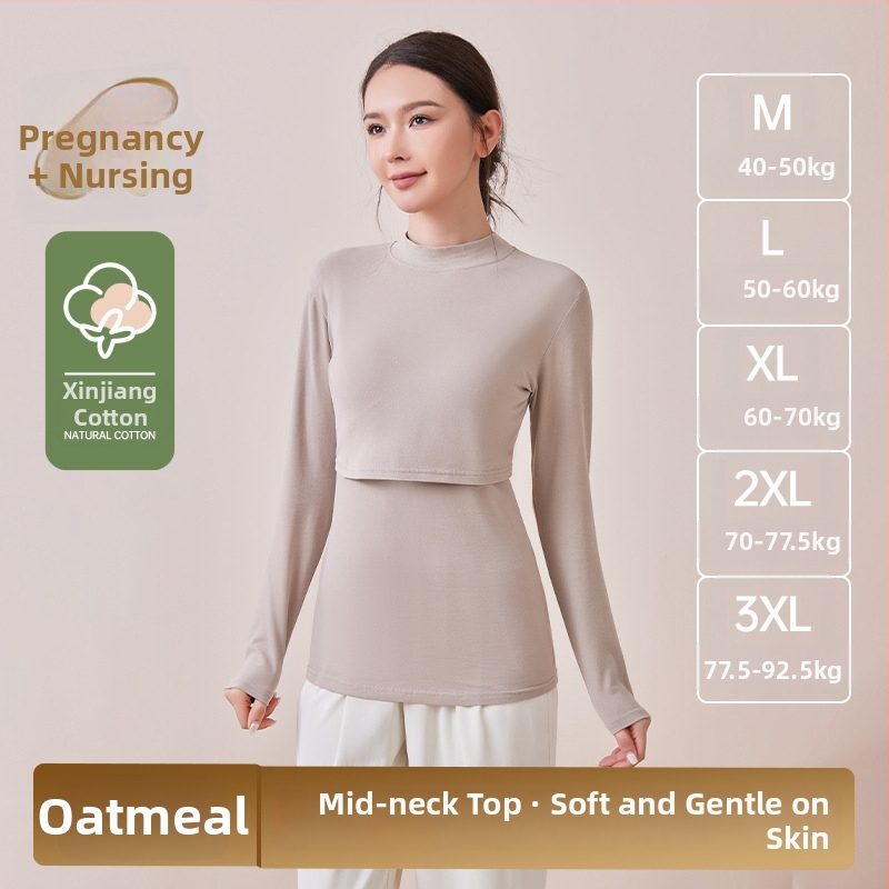 Nėščiųjų medvilninis komplektas maitinančiai – ilgomis rankovėmis, dviejų dalių, ruduo–žiema 2025