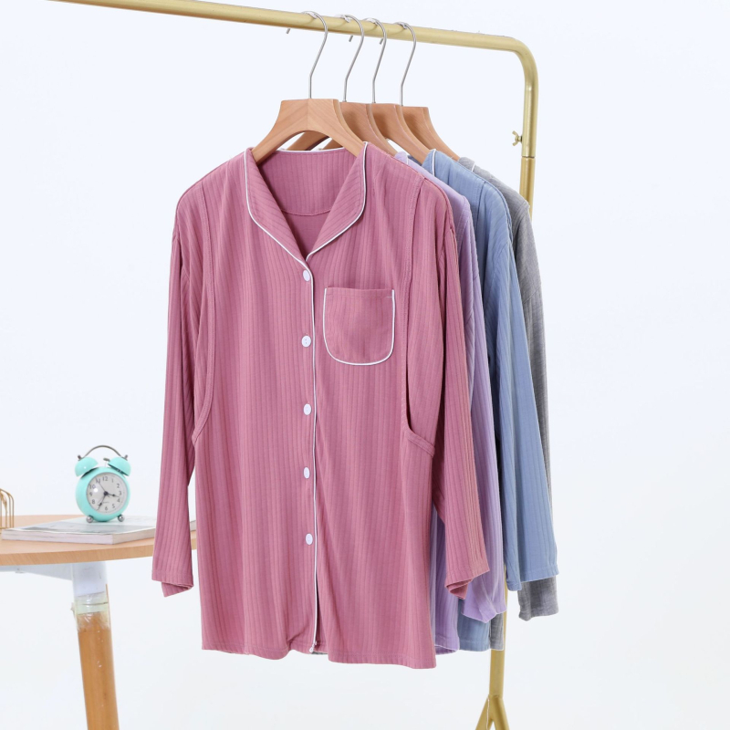 Maitinimo topas su šoniniu atidarymu — kardigano stiliaus, ilgos rankovės, maža apykaklė, tinkamas visiems sezonams, regeneruotas celulozės pluoštas (modalas)