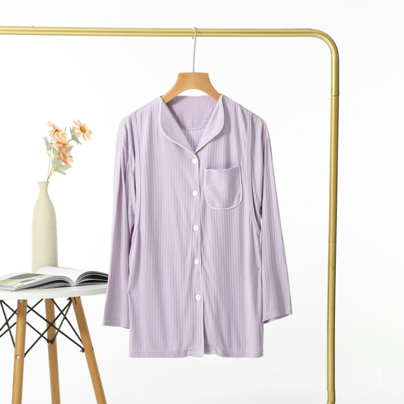 Maitinimo topas su šoniniu atidarymu — kardigano stiliaus, ilgos rankovės, maža apykaklė, tinkamas visiems sezonams, regeneruotas celulozės pluoštas (modalas)