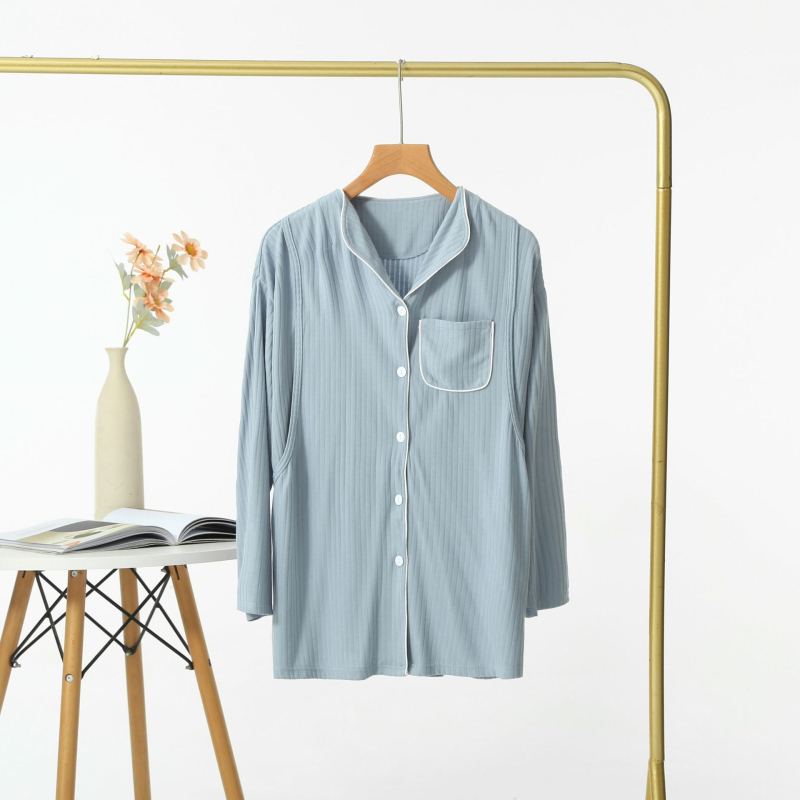 Maitinimo topas su šoniniu atidarymu — kardigano stiliaus, ilgos rankovės, maža apykaklė, tinkamas visiems sezonams, regeneruotas celulozės pluoštas (modalas)