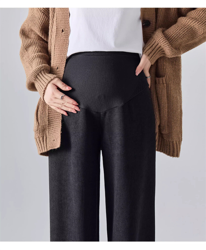 Rasedate laiendatud püksid, paks polüester (95%+), spandeks <30%, vaba lõige koos kõhu toestusega, mikroelastsus