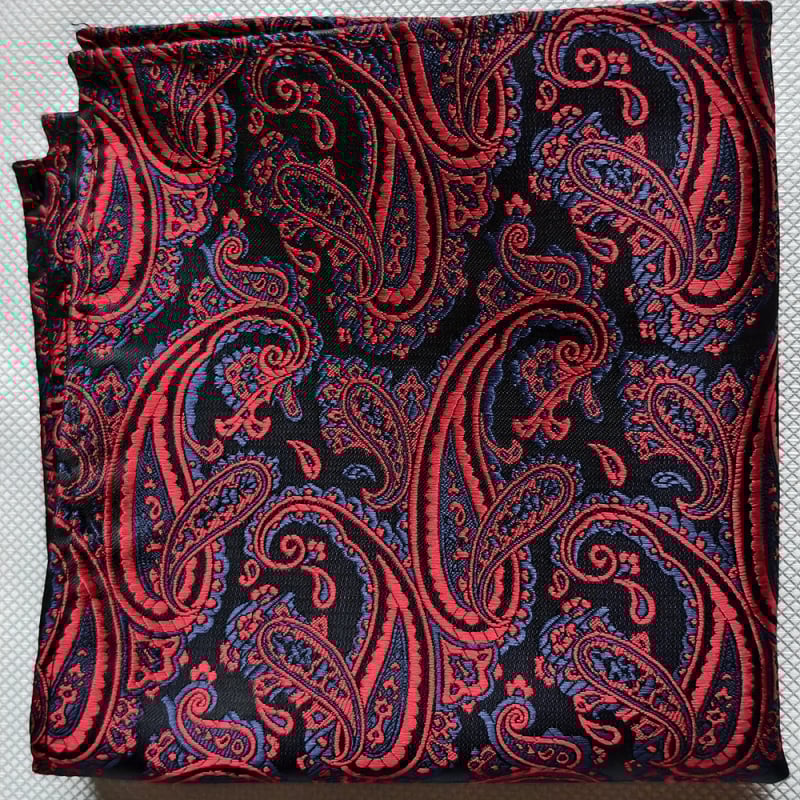 Kišeninė skarelė su britišku retro raštu, džakardinė poliesterio medžiaga, derinimo raštas, vakarinė apranga