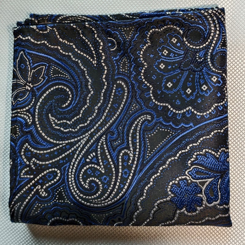 Kišeninė skarelė su britišku retro raštu, džakardinė poliesterio medžiaga, derinimo raštas, vakarinė apranga