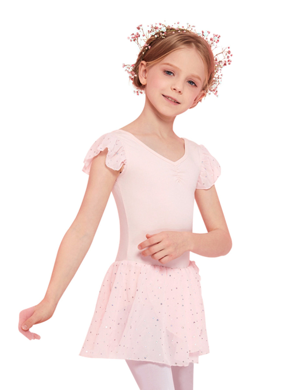 Set de dans pentru fete – costum de vară din bumbac pentru antrenament, tutu balet, 93,2% bumbac, stil 1628, E.dance