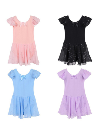 Rochie de dans pentru copii, mâneci scurte, bumbac de vară 93,2%, pentru fetițe 3-8 ani, pentru repetiții