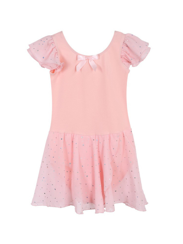 Rochie de dans pentru copii, mâneci scurte, bumbac de vară 93,2%, pentru fetițe 3-8 ani, pentru repetiții