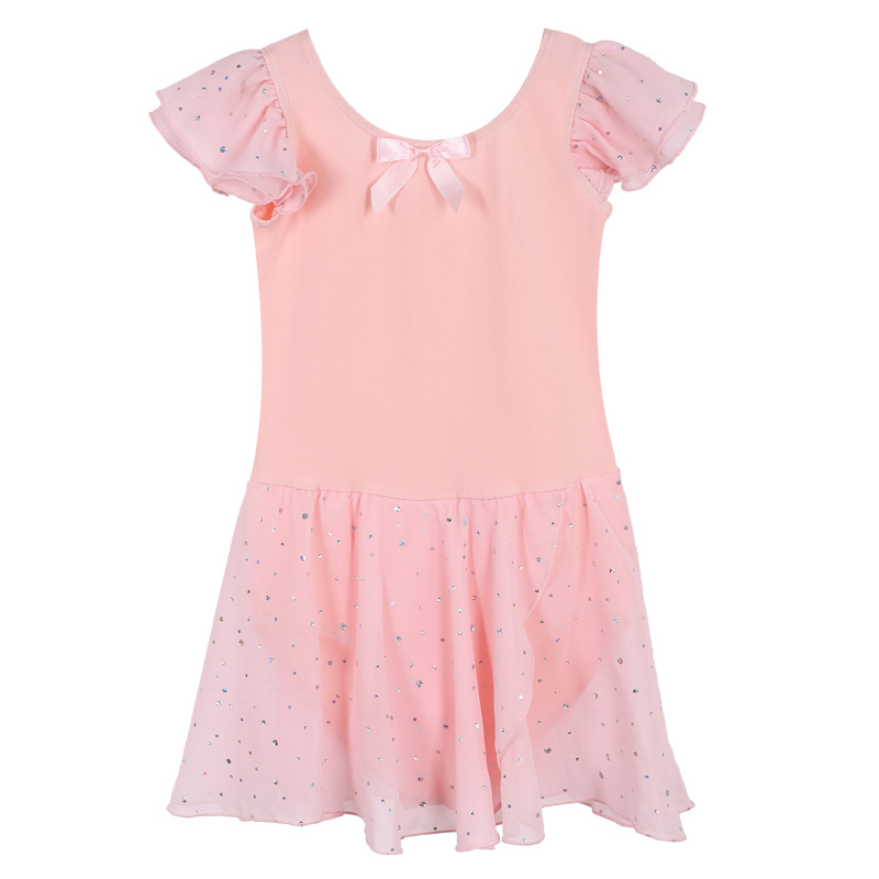 Rochie de dans pentru copii, mâneci scurte, bumbac de vară 93,2%, pentru fetițe 3-8 ani, pentru repetiții